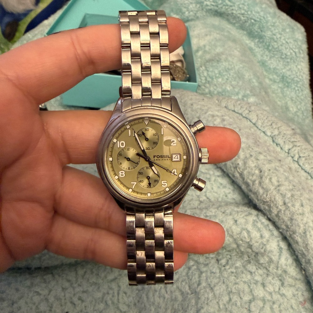 Fossil Silver and Gold Chronograph Watch